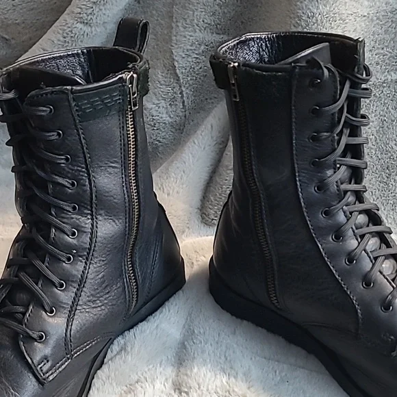 Dr. Martens 11563 Leather Boots Side Zip Lace Up Mens 12 - Picture 10 of 11